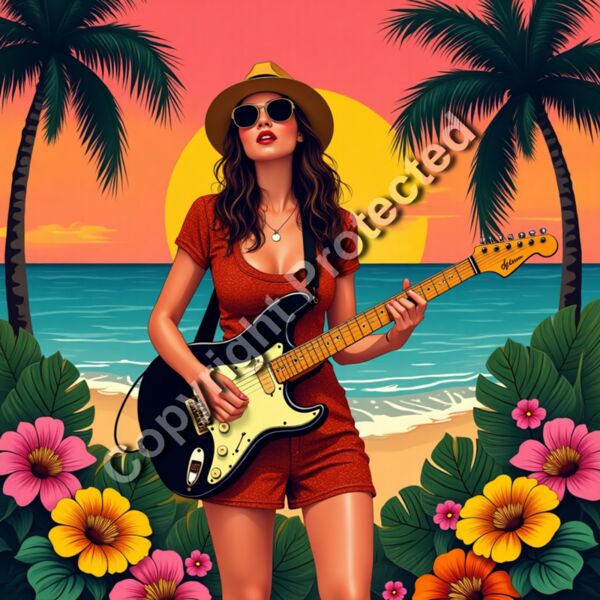 Sunset Strings & Summer Vibes Girl DTF Thumbnail